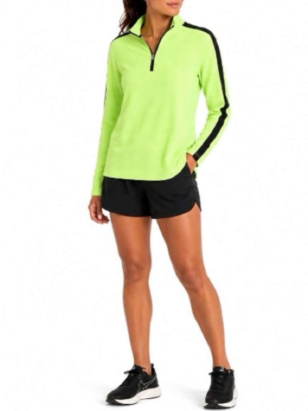 Ralph Lauren Neon Lime Quarter-Zip Pullover with Black Trim Size PL